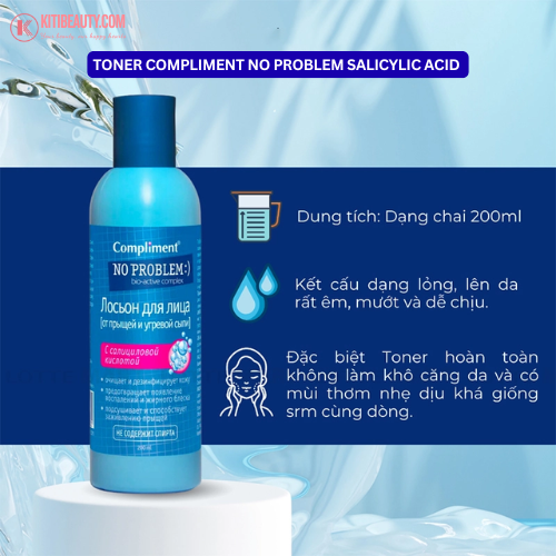 Toner Dưỡng Ẩm Chuyên Sâu ,Làm Dịu Da, Thu Nhỏ Lỗ Chân Lông Compliment No Problem Toner (200ml) - # Salicylic Acid
